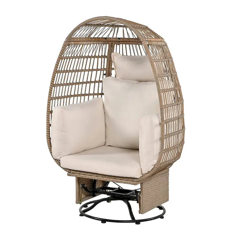 Fauteuil pivotant d'extérieur avec coussins, pour balcon, piscine et jardin