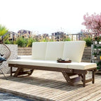 Canapé-lit de jardin en bois réglable avec coussins pour petits espaces