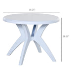 Table de patio ronde en plastique Outsunny avec trou pour parasol, table à manger