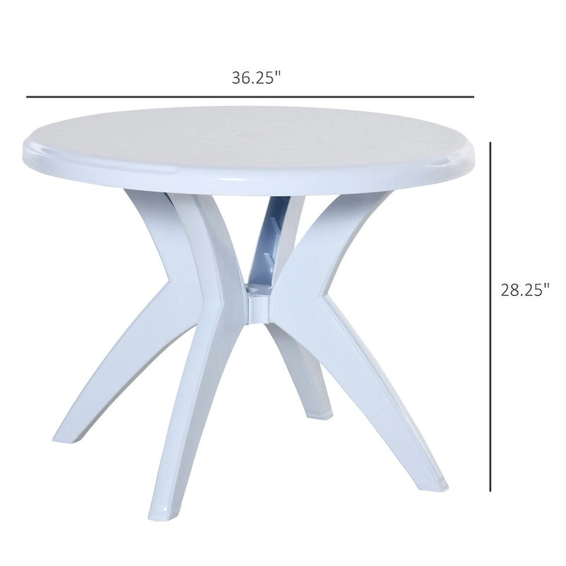 Table de patio ronde en plastique Outsunny avec trou pour parasol, table à manger
