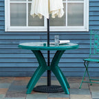Table de patio ronde en plastique Outsunny avec trou pour parasol, table à manger