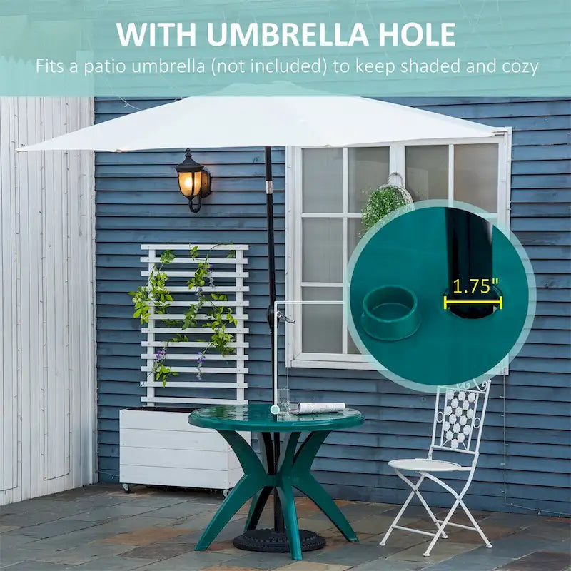 Table de patio ronde en plastique Outsunny avec trou pour parasol, table à manger