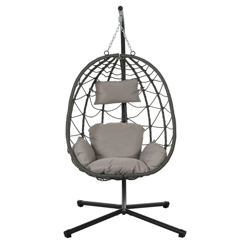 Fauteuil suspendu œuf avec support, balancelle d'intérieur/extérieur, fauteuil suspendu œuf pour terrasse, fauteuil suspendu panier avec support pour chambre, balcon