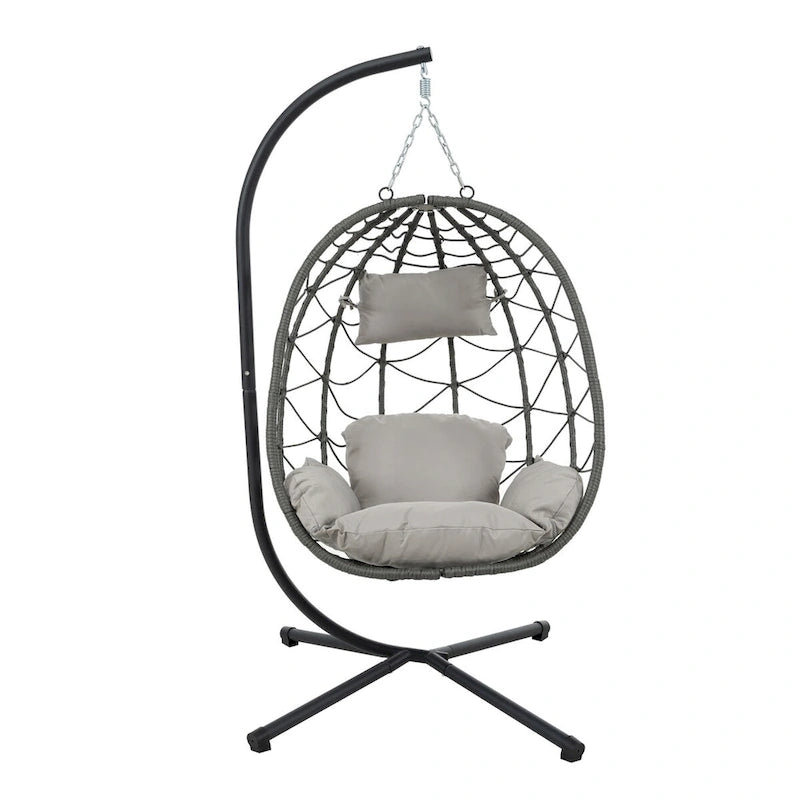 Fauteuil suspendu œuf avec support, balancelle d'intérieur/extérieur, fauteuil suspendu œuf pour terrasse, fauteuil suspendu panier avec support pour chambre, balcon