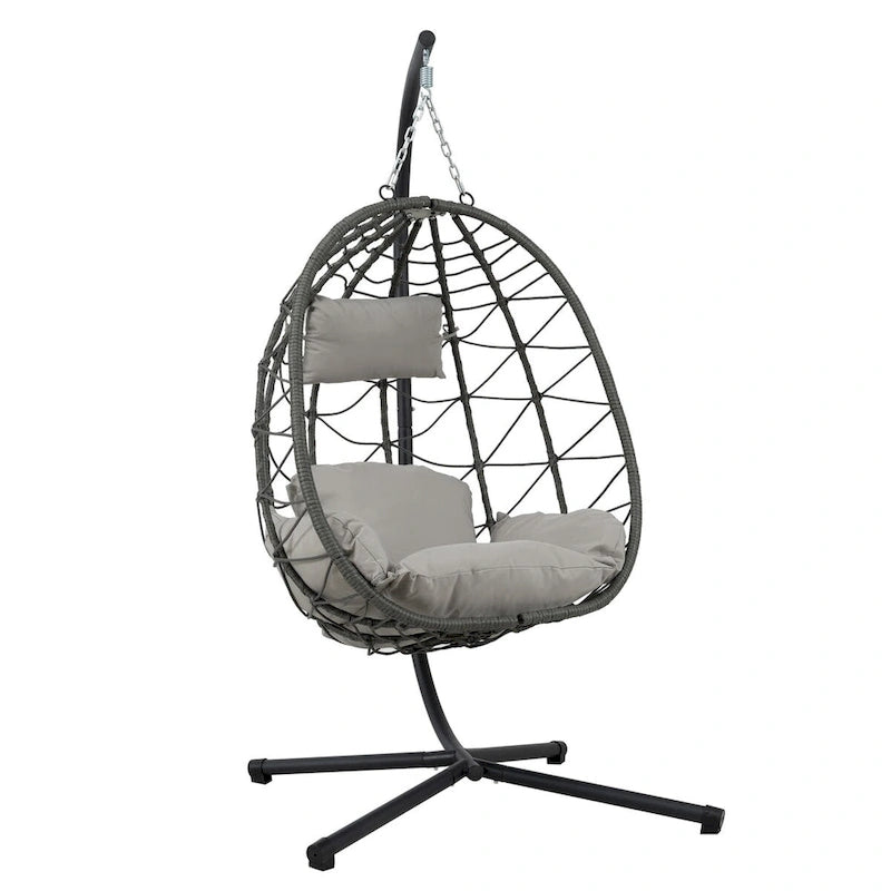 Fauteuil suspendu œuf avec support, balancelle d'intérieur/extérieur, fauteuil suspendu œuf pour terrasse, fauteuil suspendu panier avec support pour chambre, balcon