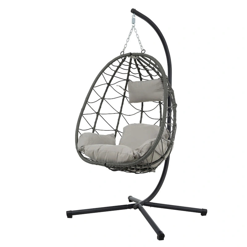 Fauteuil suspendu œuf avec support, balancelle d'intérieur/extérieur, fauteuil suspendu œuf pour terrasse, fauteuil suspendu panier avec support pour chambre, balcon