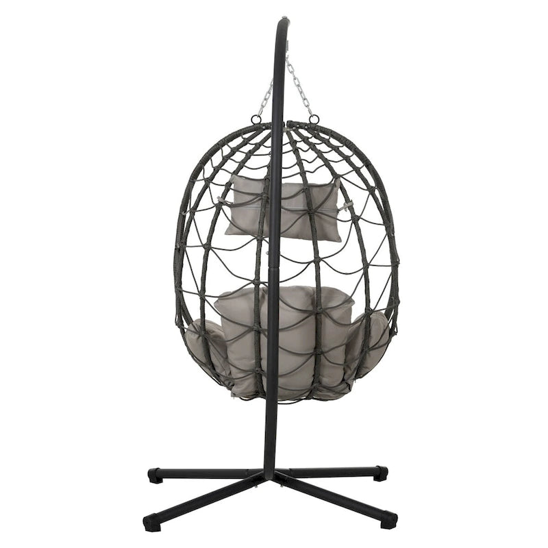 Fauteuil suspendu œuf avec support, balancelle d'intérieur/extérieur, fauteuil suspendu œuf pour terrasse, fauteuil suspendu panier avec support pour chambre, balcon
