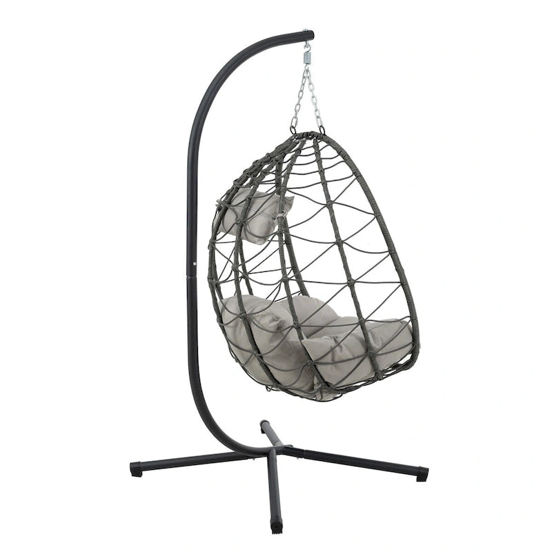 Fauteuil suspendu œuf avec support, balancelle d'intérieur/extérieur, fauteuil suspendu œuf pour terrasse, fauteuil suspendu panier avec support pour chambre, balcon