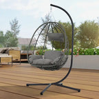 Fauteuil suspendu œuf avec support, balancelle d'intérieur/extérieur, fauteuil suspendu œuf pour terrasse, fauteuil suspendu panier avec support pour chambre, balcon