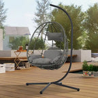 Fauteuil suspendu œuf avec support, balancelle d'intérieur/extérieur, fauteuil suspendu œuf pour terrasse, fauteuil suspendu panier avec support pour chambre, balcon