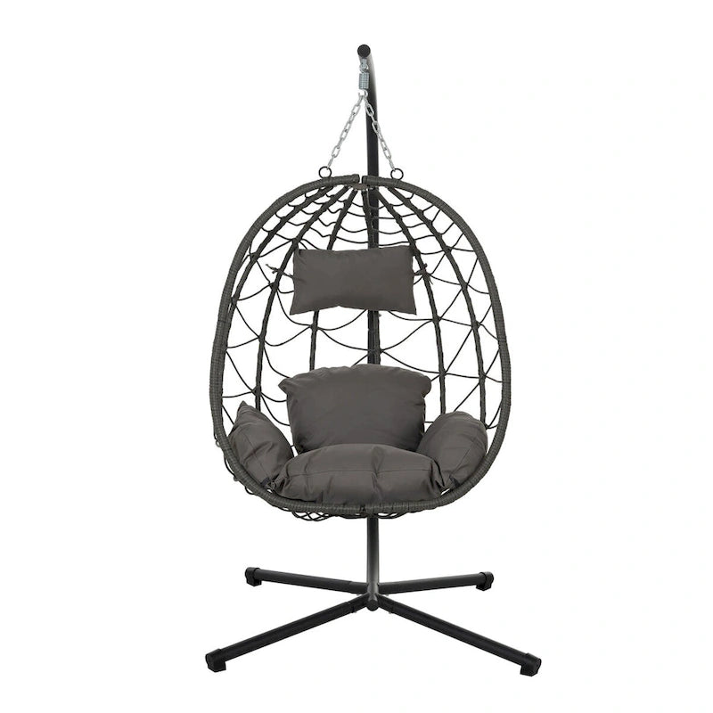 Fauteuil suspendu œuf avec support, balancelle d'intérieur/extérieur, fauteuil suspendu œuf pour terrasse, fauteuil suspendu panier avec support pour chambre, balcon