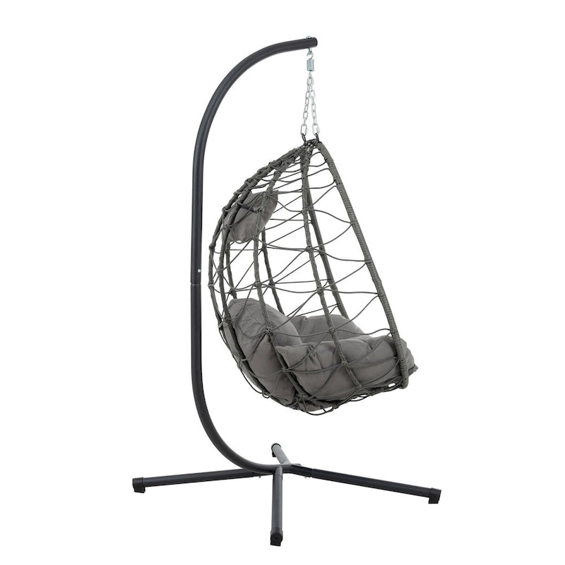 Fauteuil suspendu œuf avec support, balancelle d'intérieur/extérieur, fauteuil suspendu œuf pour terrasse, fauteuil suspendu panier avec support pour chambre, balcon