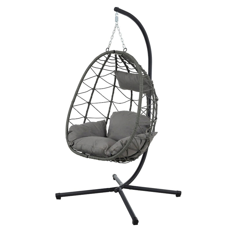 Fauteuil suspendu œuf avec support, balancelle d'intérieur/extérieur, fauteuil suspendu œuf pour terrasse, fauteuil suspendu panier avec support pour chambre, balcon