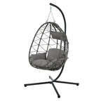 Fauteuil suspendu œuf avec support, balancelle d'intérieur/extérieur, fauteuil suspendu œuf pour terrasse, fauteuil suspendu panier avec support pour chambre, balcon