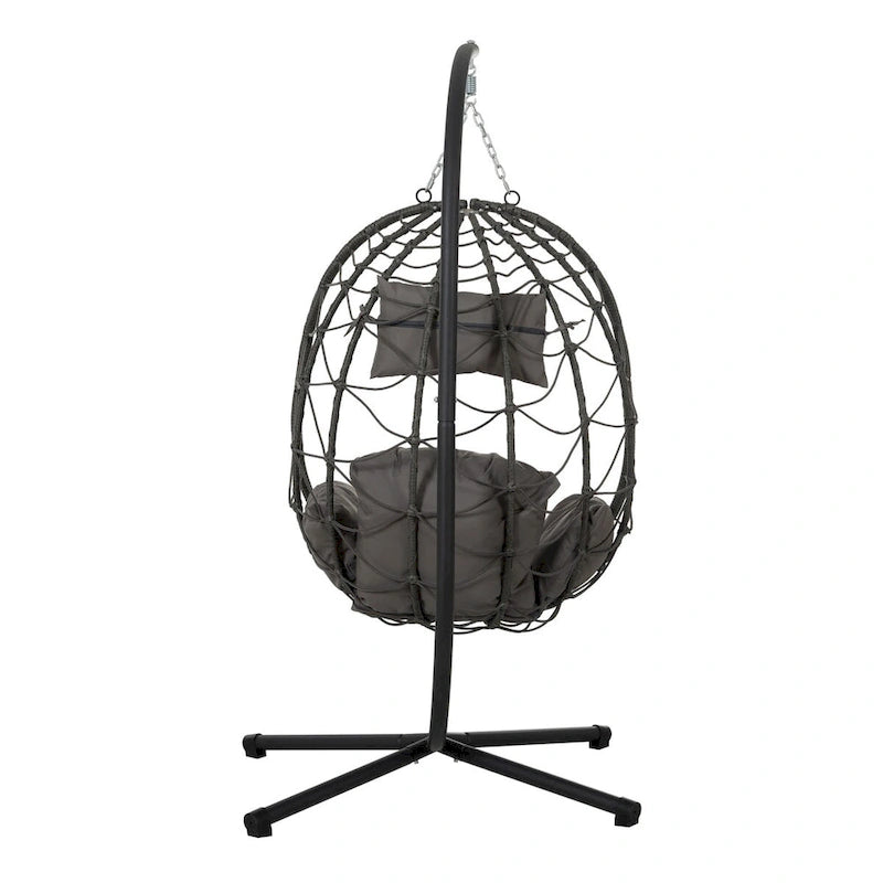 Fauteuil suspendu œuf avec support, balancelle d'intérieur/extérieur, fauteuil suspendu œuf pour terrasse, fauteuil suspendu panier avec support pour chambre, balcon