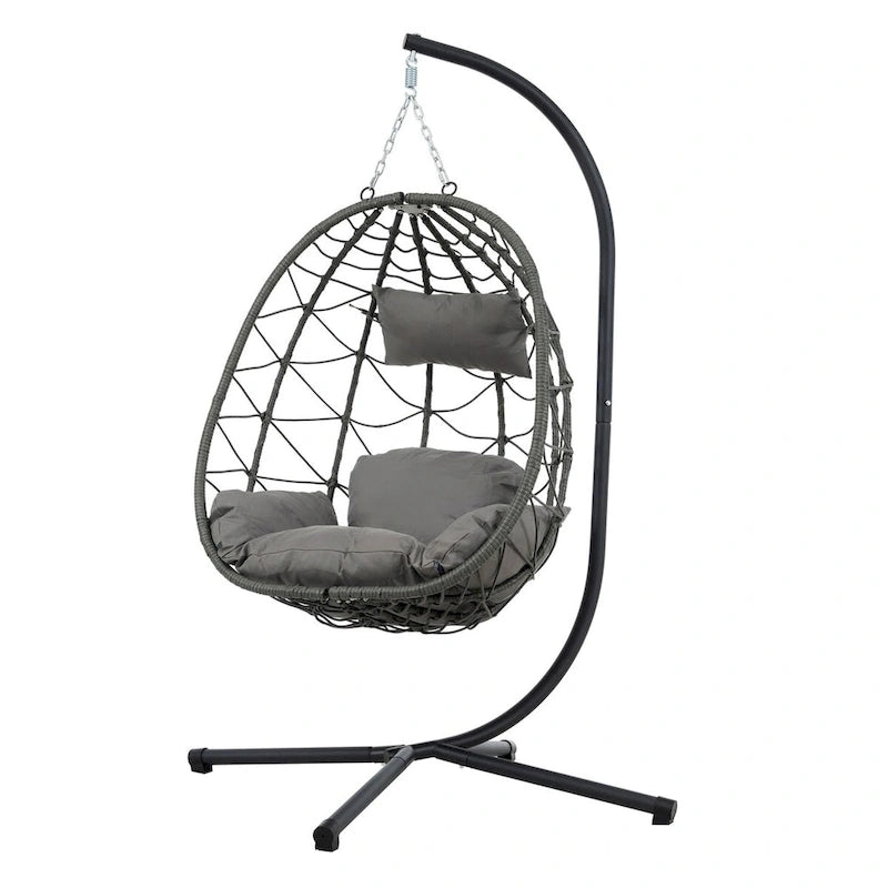 Fauteuil suspendu œuf avec support, balancelle d'intérieur/extérieur, fauteuil suspendu œuf pour terrasse, fauteuil suspendu panier avec support pour chambre, balcon