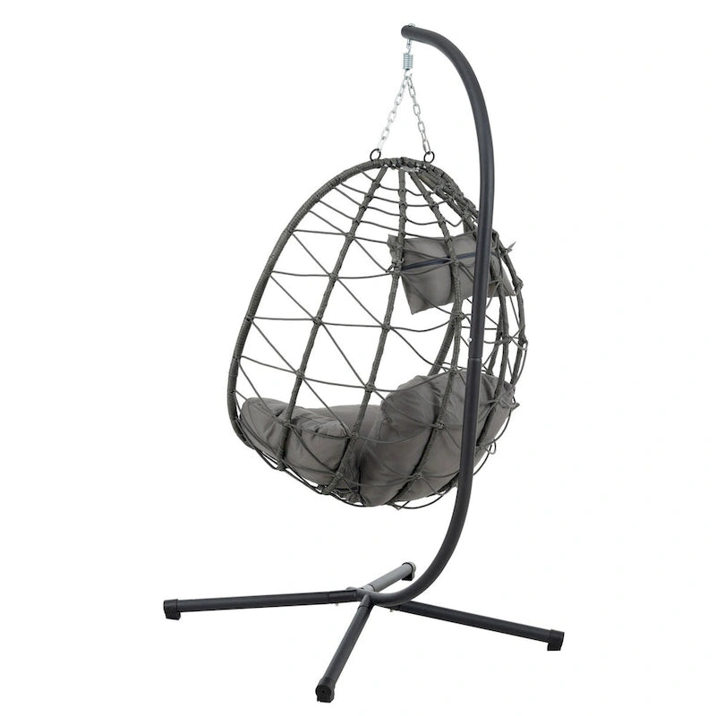 Fauteuil suspendu œuf avec support, balancelle d'intérieur/extérieur, fauteuil suspendu œuf pour terrasse, fauteuil suspendu panier avec support pour chambre, balcon
