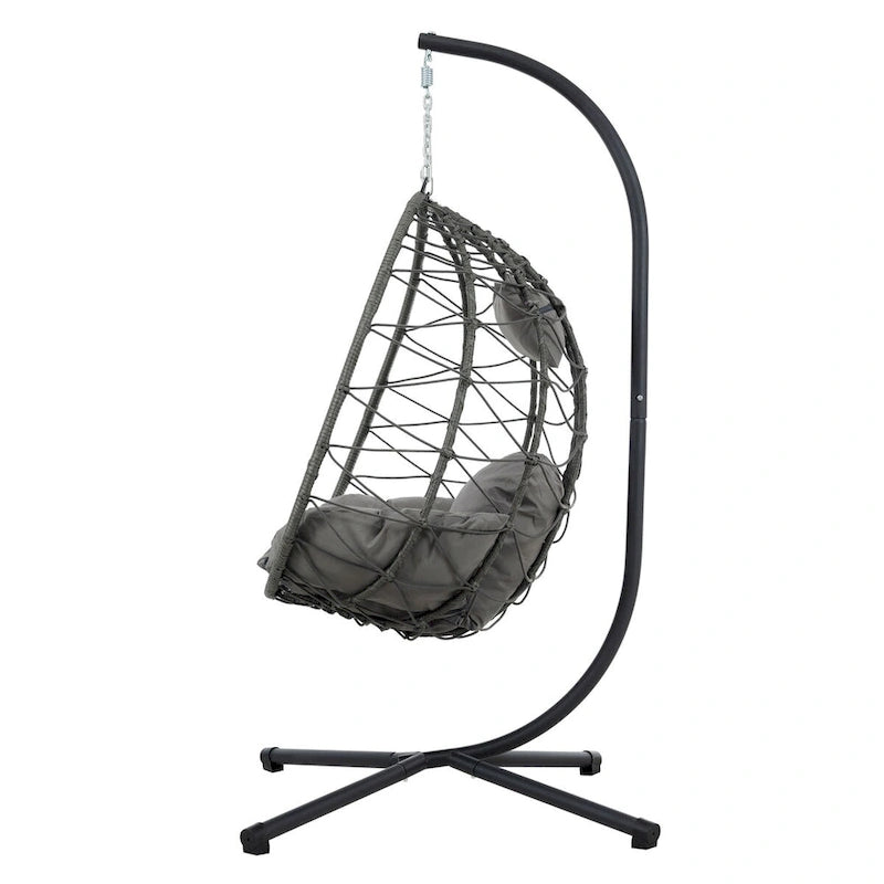 Fauteuil suspendu œuf avec support, balancelle d'intérieur/extérieur, fauteuil suspendu œuf pour terrasse, fauteuil suspendu panier avec support pour chambre, balcon