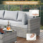 Ensemble de mobilier de jardin en résine tressée XIZZI 10 pièces avec table foyer