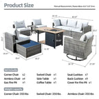Ensemble de mobilier de jardin en résine tressée XIZZI 10 pièces avec table foyer