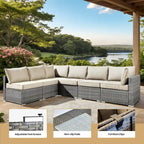 Ensemble de mobilier de jardin en résine tressée XIZZI 10 pièces avec table foyer