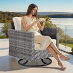 Ensemble de mobilier de jardin en résine tressée XIZZI 10 pièces avec table foyer