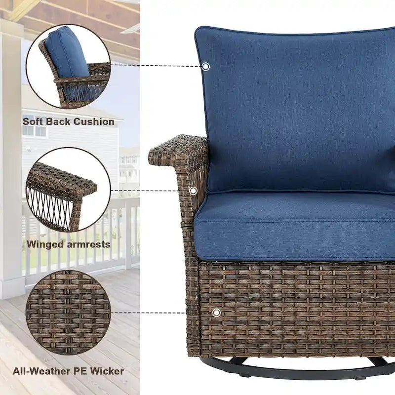 Fauteuil à bascule pivotant Gymojoy avec repose-pieds - Marron