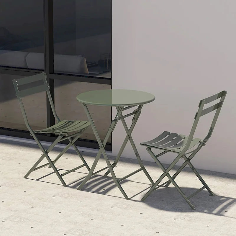 Ensemble bistro de patio 3 pièces comprenant une table ronde pliable et des chaises