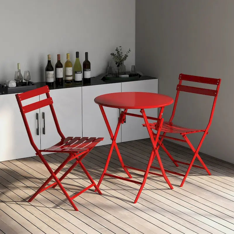 Ensemble bistro de patio 3 pièces comprenant une table ronde pliable et des chaises