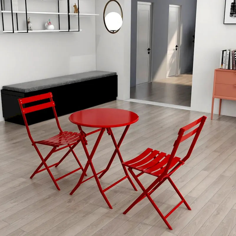 Ensemble bistro de patio 3 pièces comprenant une table ronde pliable et des chaises