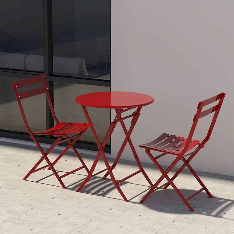 Ensemble bistro de patio 3 pièces comprenant une table ronde pliable et des chaises