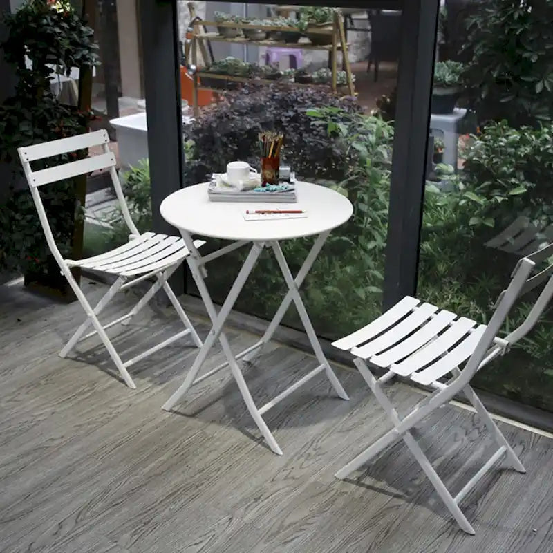 Ensemble bistro de patio 3 pièces comprenant une table ronde pliable et des chaises