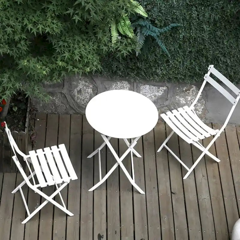 Ensemble bistro de patio 3 pièces comprenant une table ronde pliable et des chaises