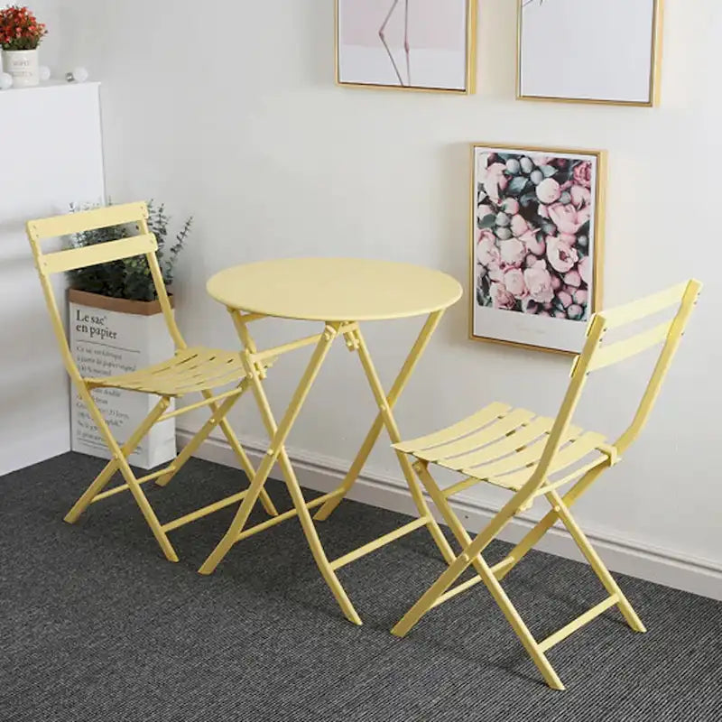 Ensemble bistro de patio 3 pièces comprenant une table ronde pliable et des chaises