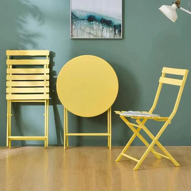 Ensemble bistro de patio 3 pièces comprenant une table ronde pliable et des chaises