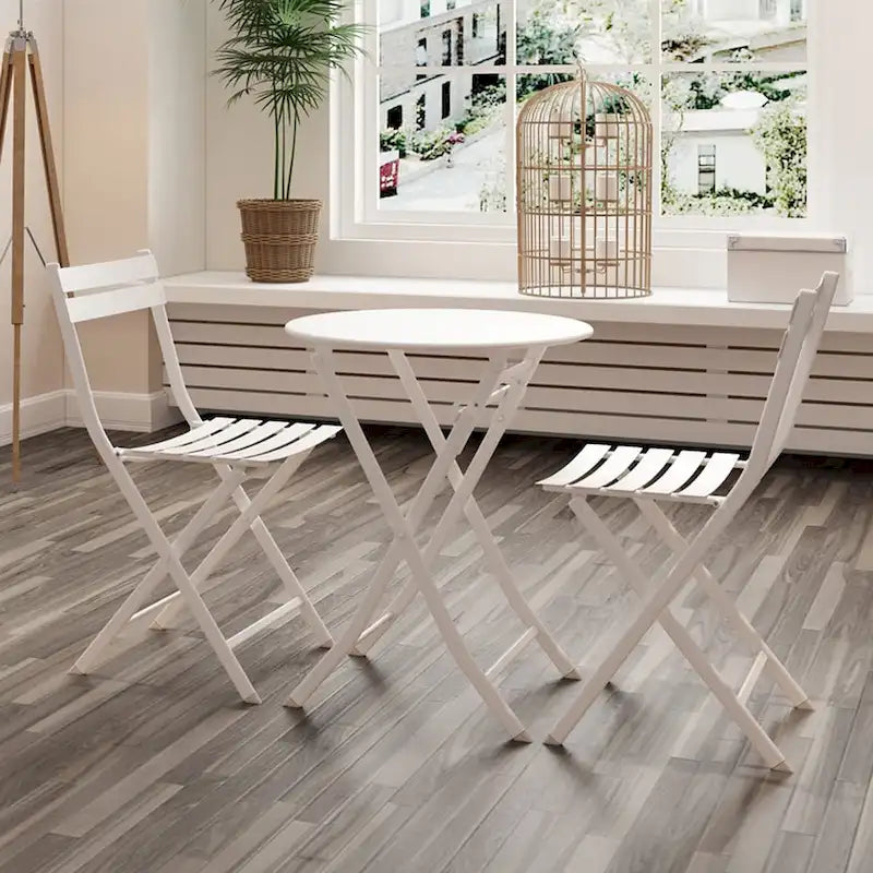 Ensemble bistro de patio 3 pièces comprenant une table ronde pliable et des chaises