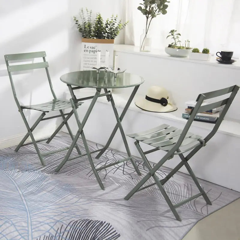 Ensemble bistro de patio 3 pièces comprenant une table ronde pliable et des chaises