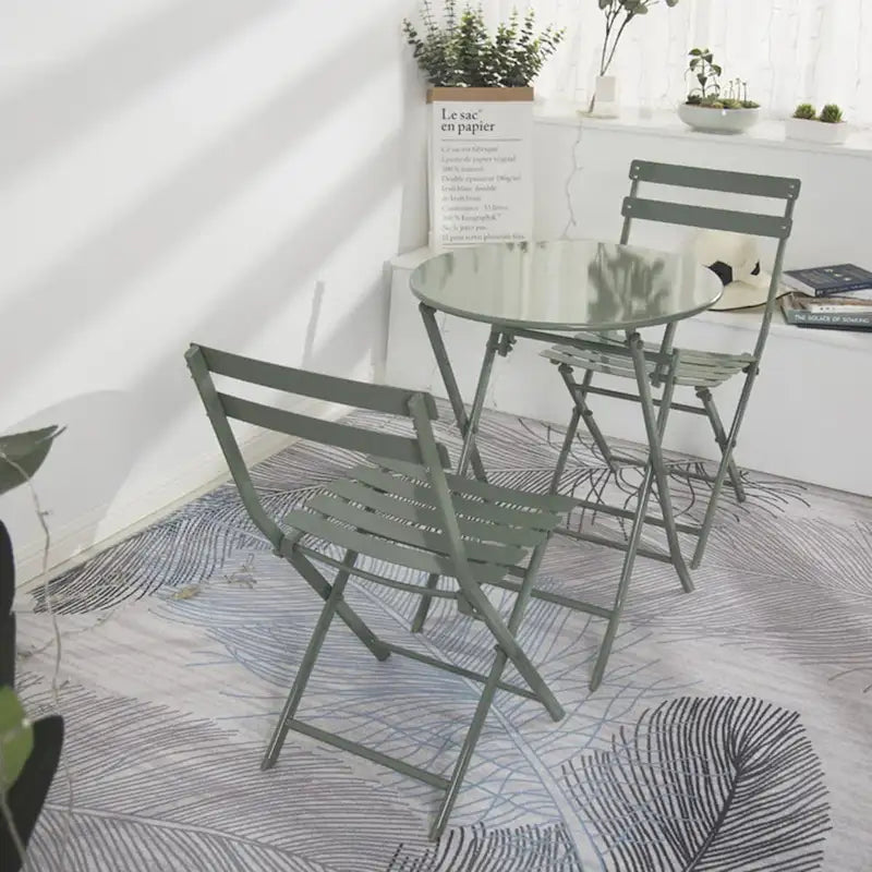 Ensemble bistro de patio 3 pièces comprenant une table ronde pliable et des chaises