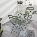 Ensemble bistro de patio 3 pièces comprenant une table ronde pliable et des chaises