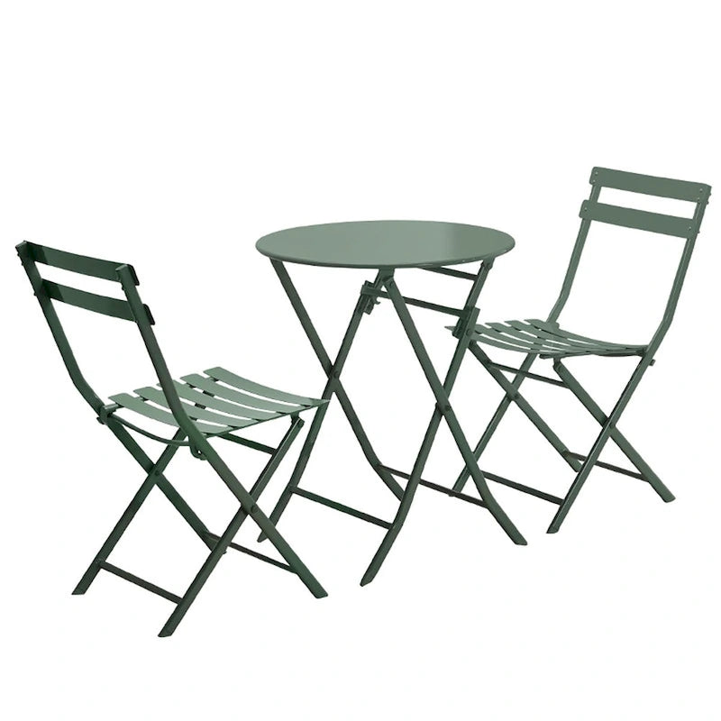 Ensemble bistro de patio 3 pièces comprenant une table ronde pliable et des chaises