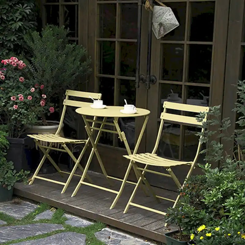 Ensemble bistro de patio 3 pièces comprenant une table ronde pliable et des chaises