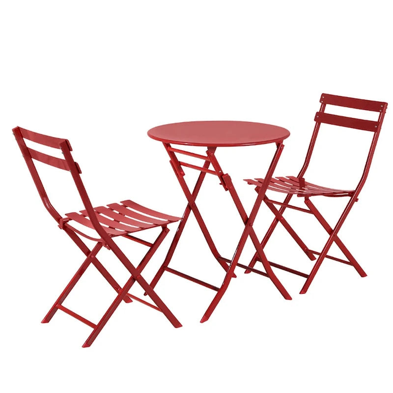 Ensemble bistro de patio 3 pièces comprenant une table ronde pliable et des chaises