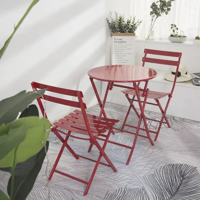 Ensemble bistro de patio 3 pièces comprenant une table ronde pliable et des chaises