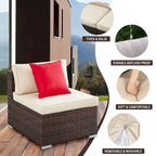 Ensemble canapé d'angle en rotin avec table basse