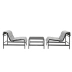 Ensemble de 3 chaises longues et table d'extérieur avec coussins amovibles
