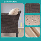 Ensemble de canapé de patio 3 pièces BONOSUKI en rotin marron avec table d'appoint