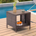 Ensemble de canapé de patio 3 pièces BONOSUKI en rotin marron avec table d'appoint