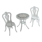 Ensemble table et chaises de bistro en aluminium moulé (3 pièces)