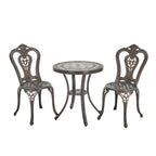 Ensemble table et chaises de bistro en aluminium moulé (3 pièces)