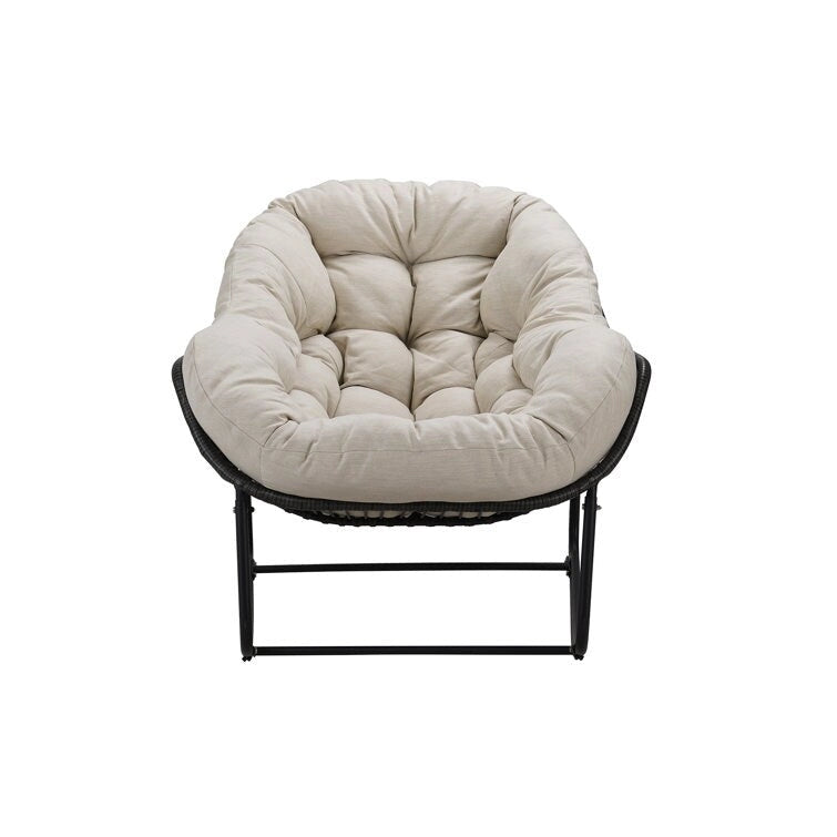 Fauteuil à bascule d'extérieur en rotin avec structure métallique et coussins, largeur 37,2 po